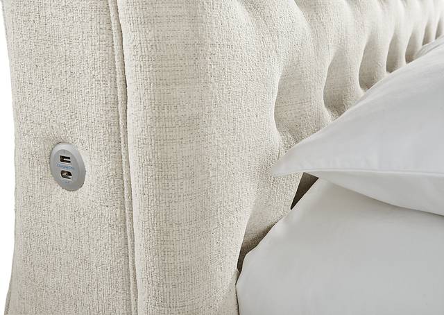 Ivy White 3 Pc Queen Upholstered Sleigh Bed - Thumbnail - Image 3