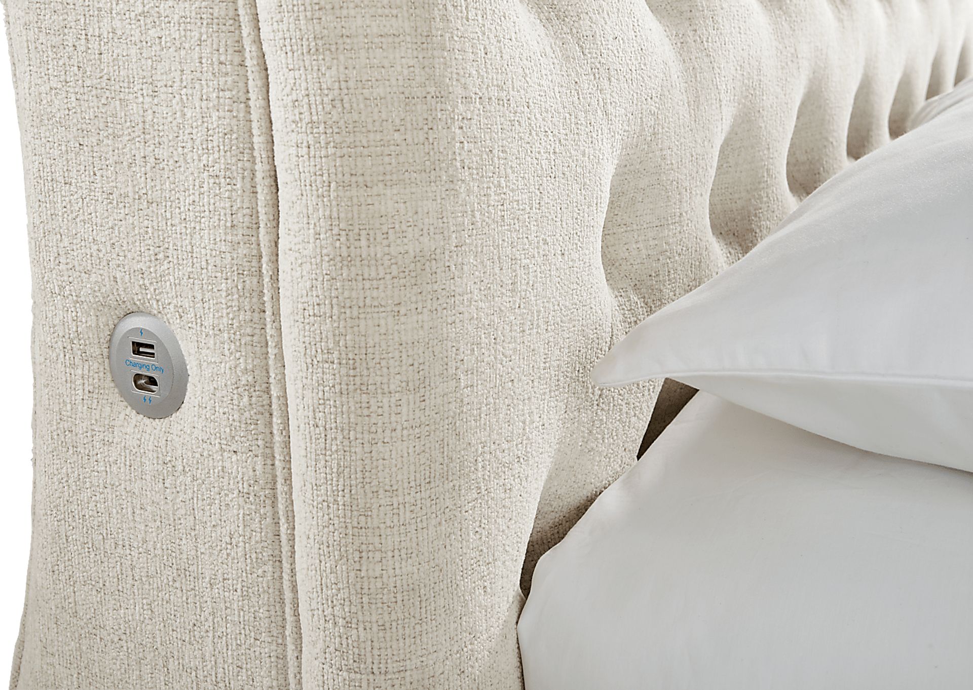 Ivy White 3 Pc Queen Upholstered Sleigh Bed - Image 4