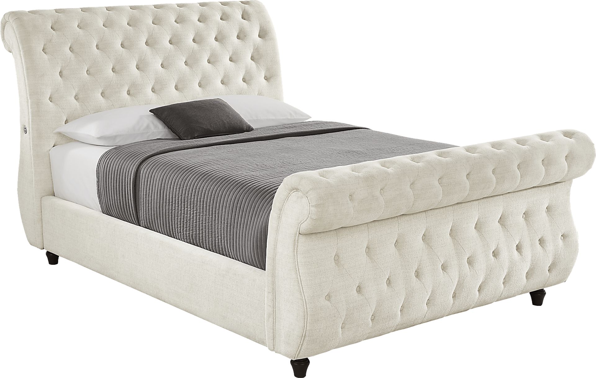 Ivy White 3 Pc Queen Upholstered Sleigh Bed - Image 1