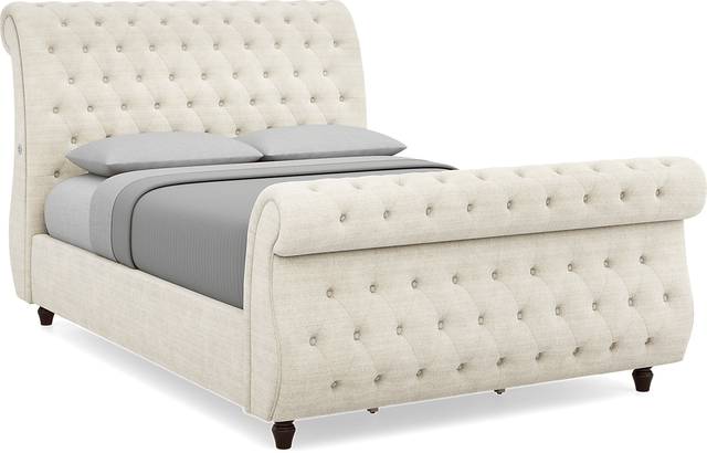 Ivy White 3 Pc Queen Upholstered Sleigh Bed - Thumbnail - Image 1
