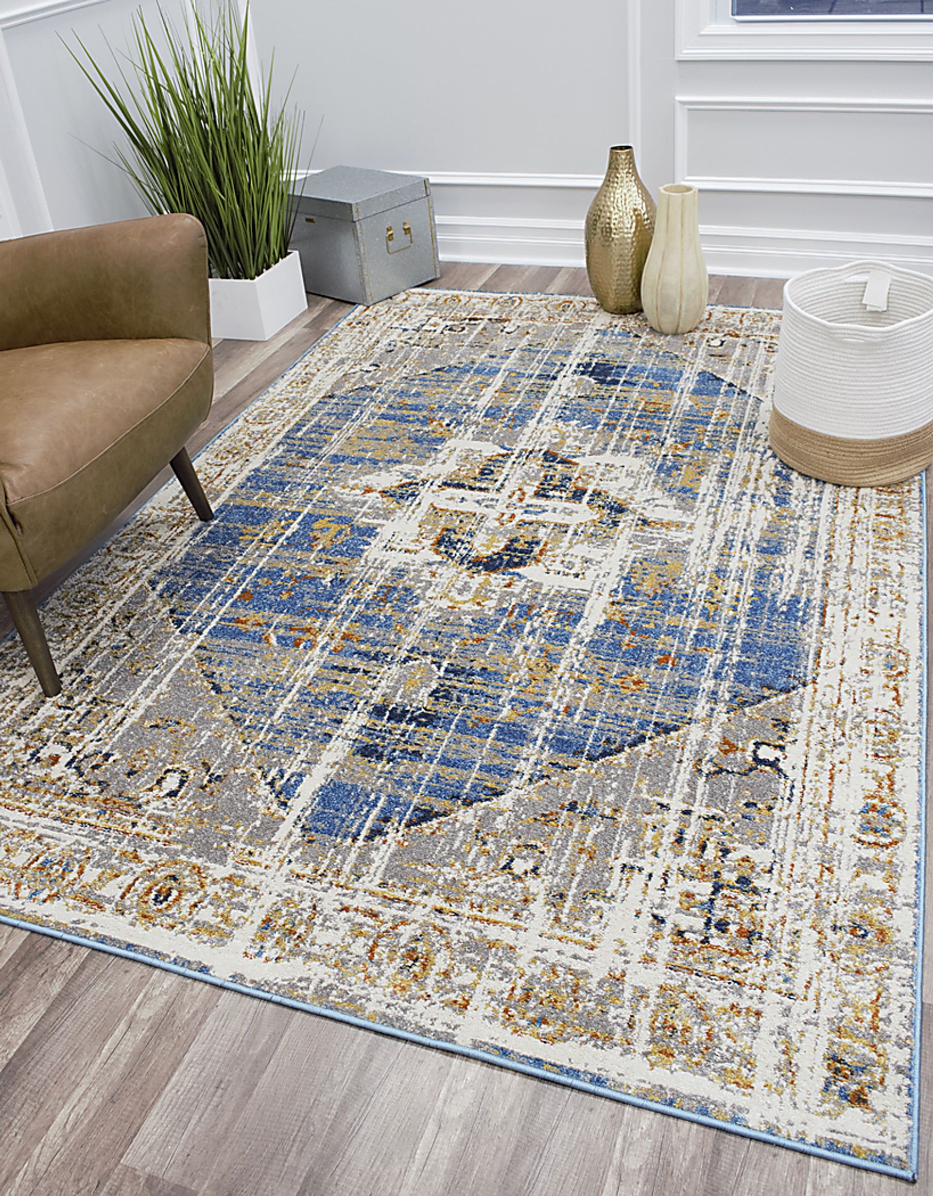 CosmoLiving By Cosmopolitan Izabella Blue 8' x 10' Rug - Image 5