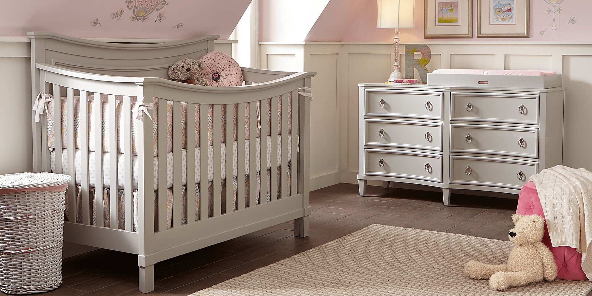Jaclyn Place Gray 5 Pc Nursery with Toddler Rails - Image 1