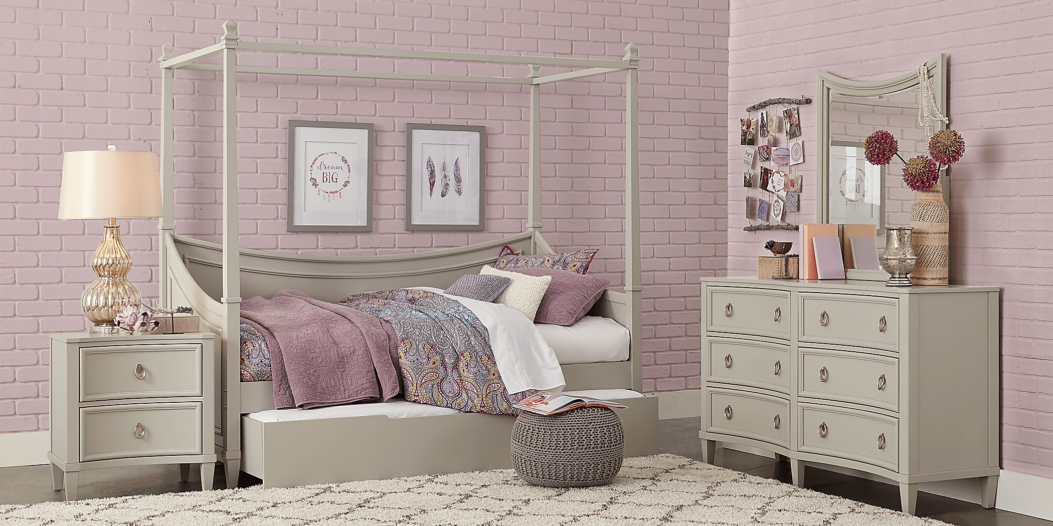 Kids Jaclyn Place Gray Twin Canopy Daybed Rooms To Go