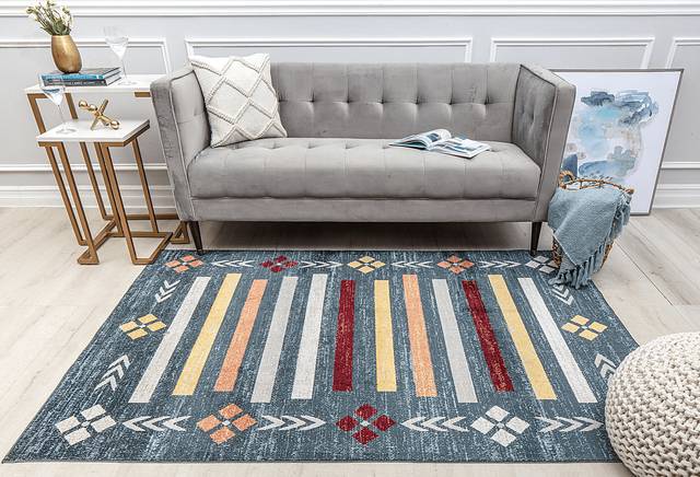 Kijaba Blue 5'3 X 7' Rug - Thumbnail - Image 3