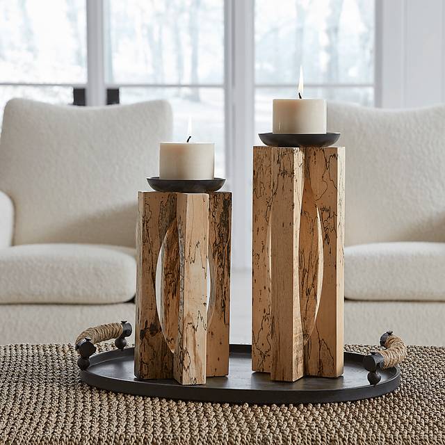 Jael Natural Candle Holder, Set of 2 - Thumbnail - Image 2
