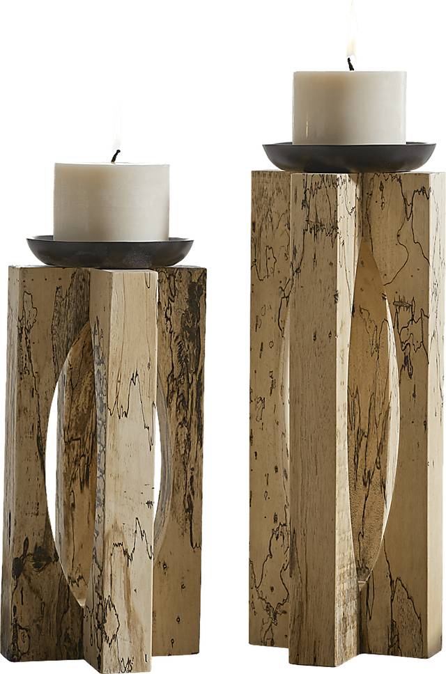 Jael Natural Candle Holder, Set of 2 - Thumbnail - Image 1