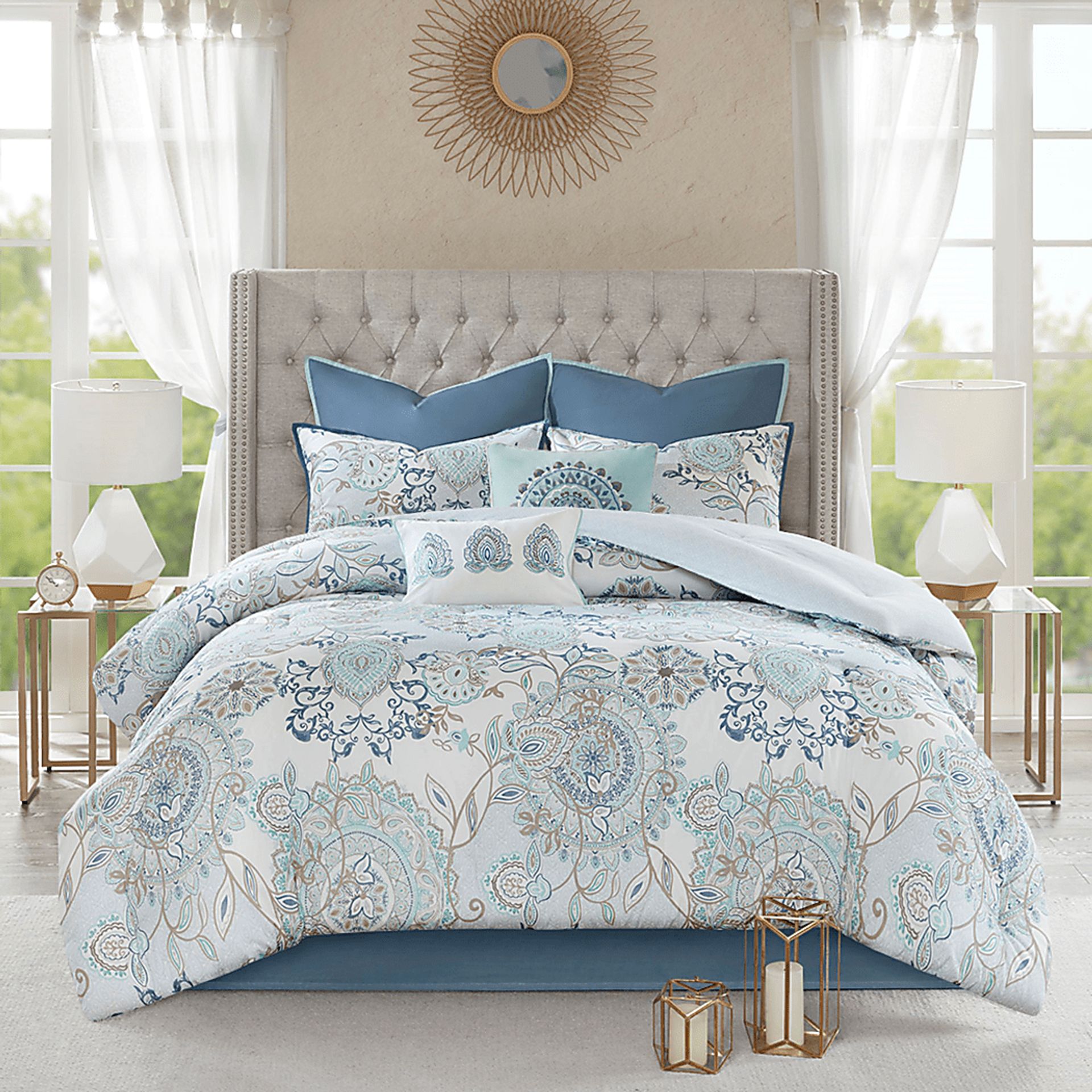 Jaezmina Blue 8 pc Queen Comforter Set - Image 2