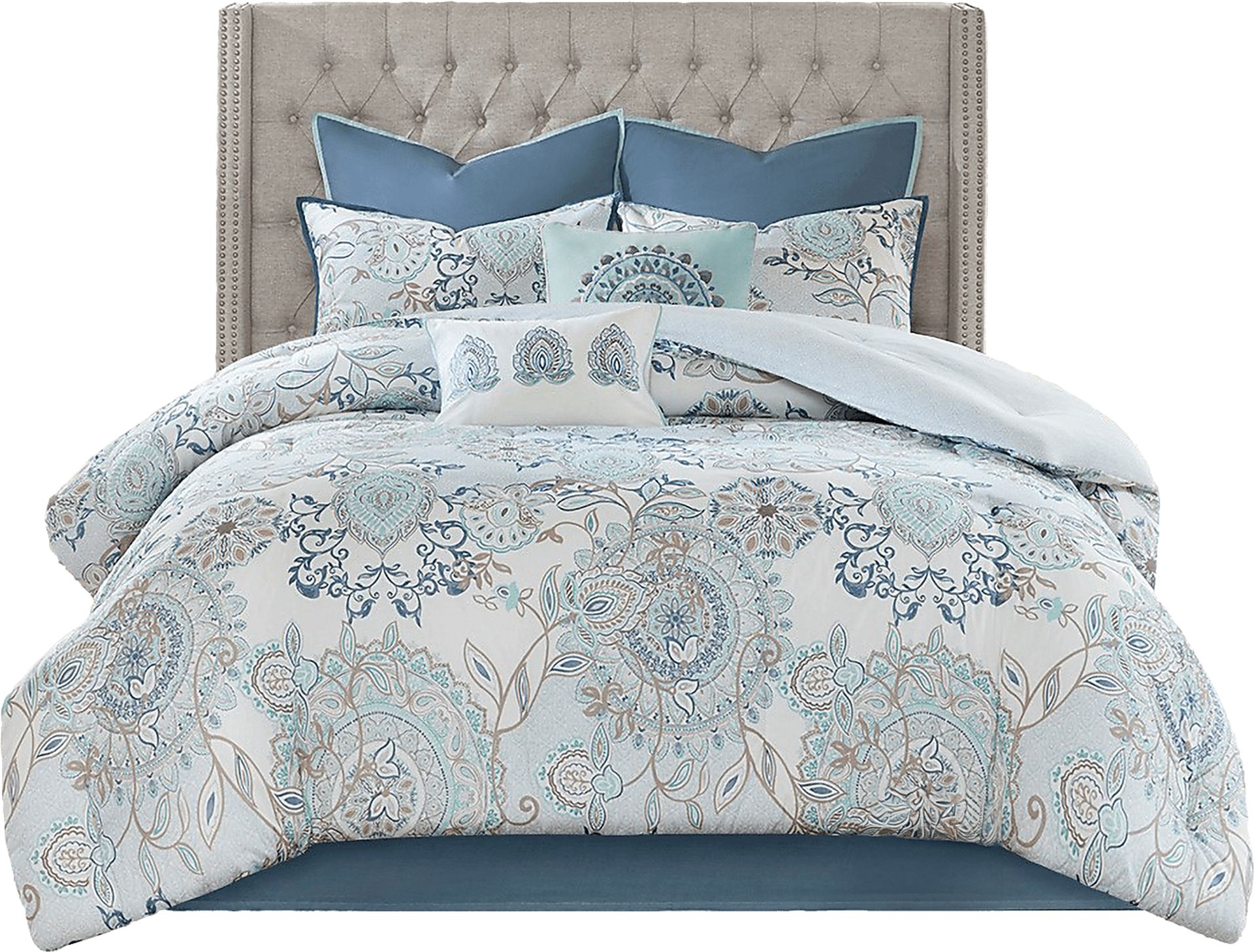 Jaezmina Blue 8 pc Queen Comforter Set - Image 1