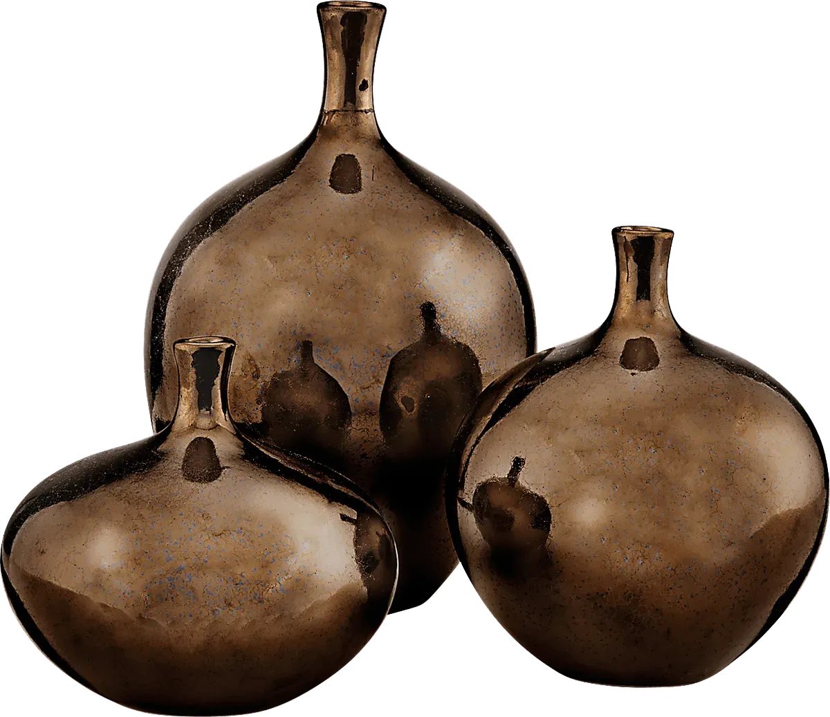Jagaden Bronze Brown,Yellow Vase, Set Of 3 Rooms to Go
