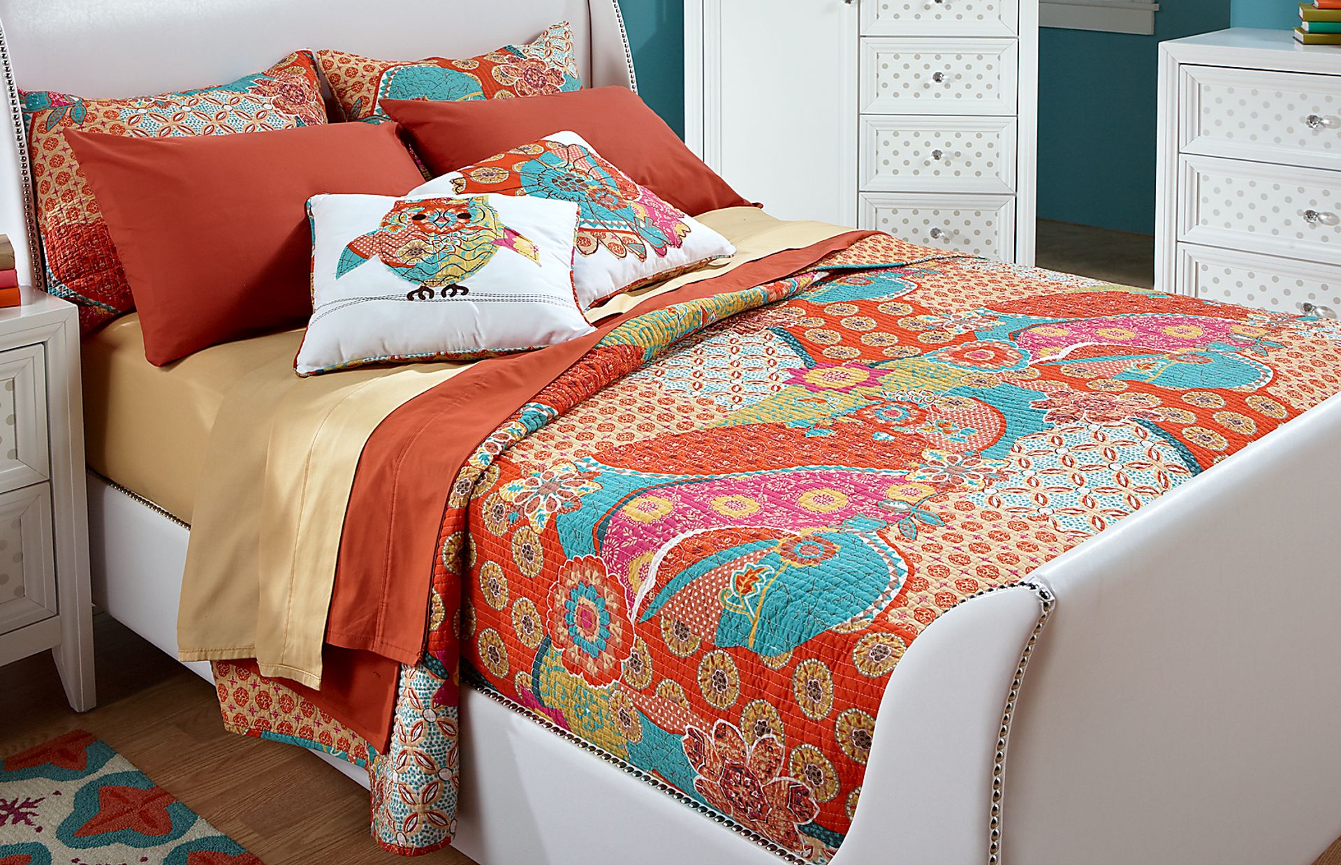Jaime Jubilee Orange Full Quilt Set - Image 1