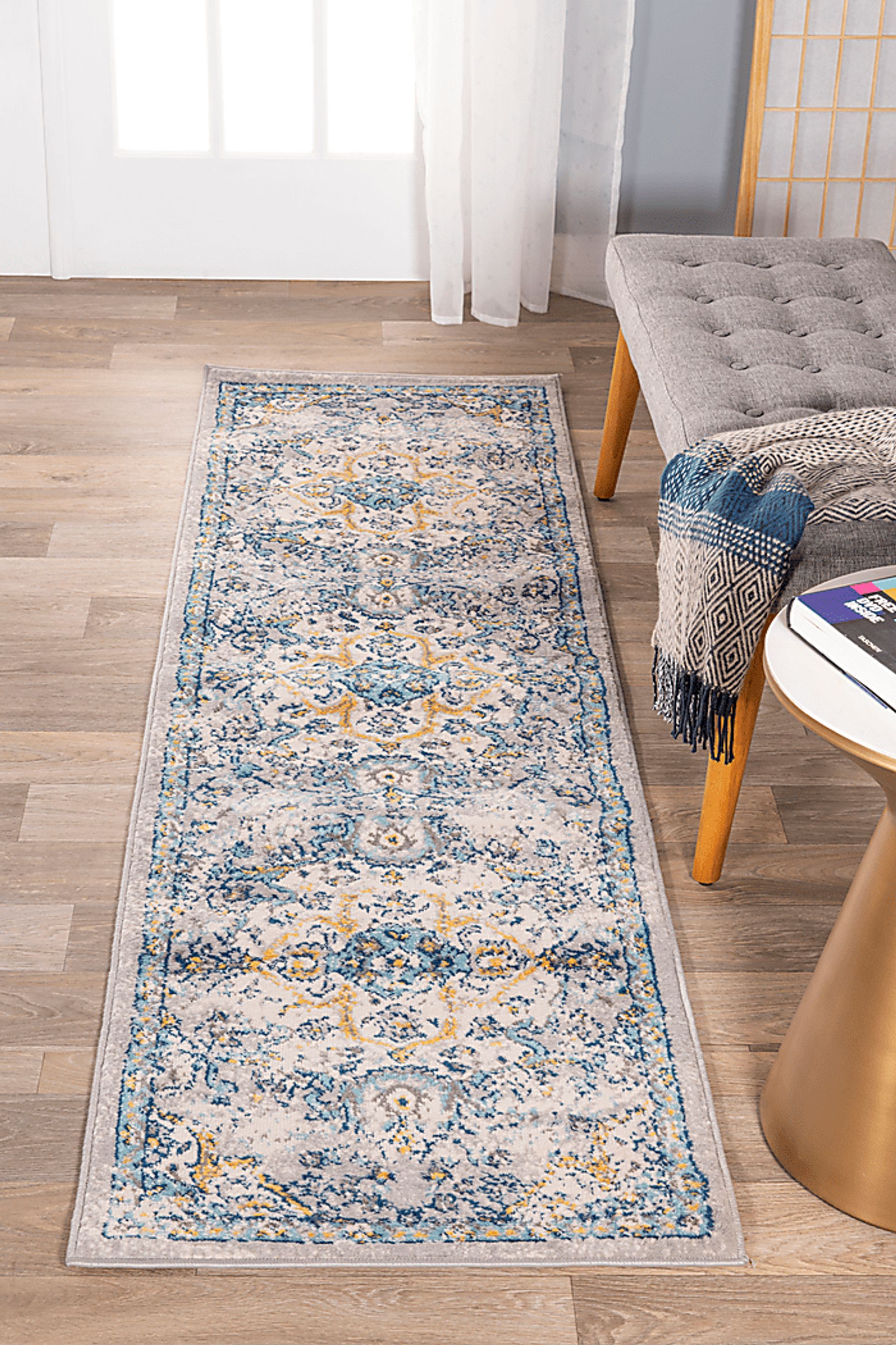 Jaimin Blue 2' x 7' Runner Rug - Image 4