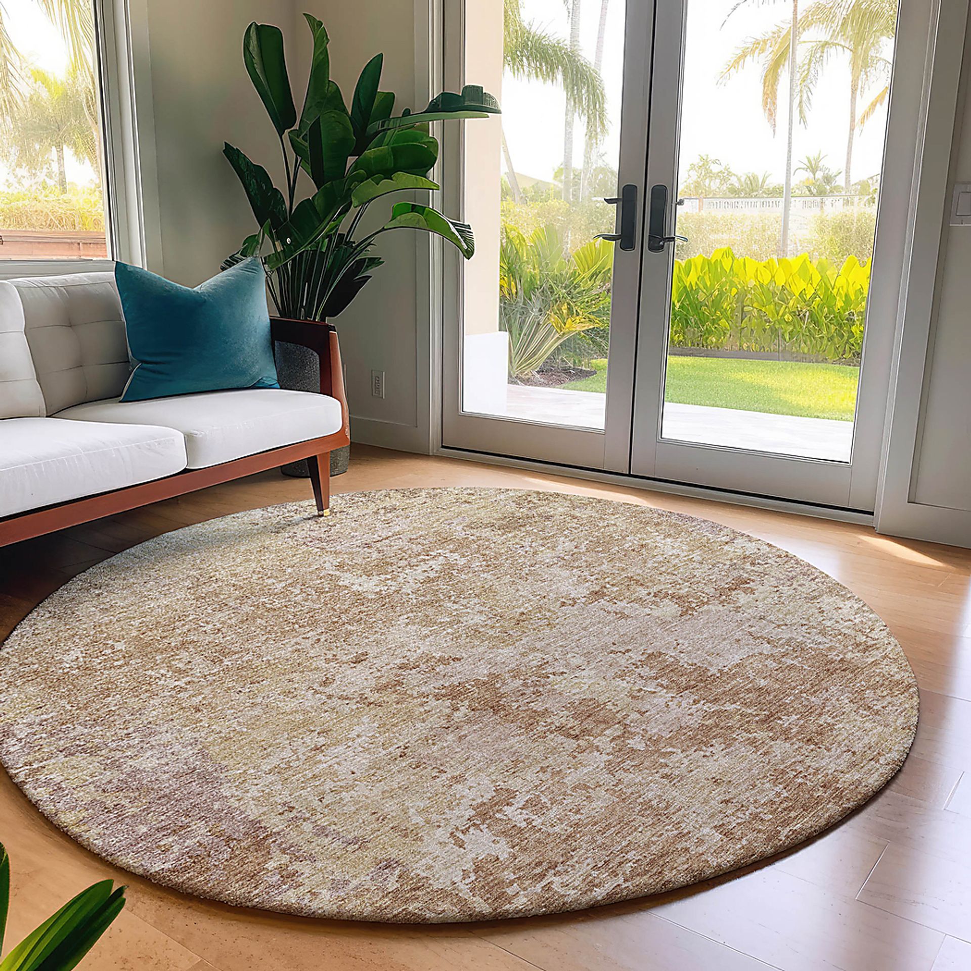 Jaisa Copper 8' Round Machine Washable Rug - Image 2