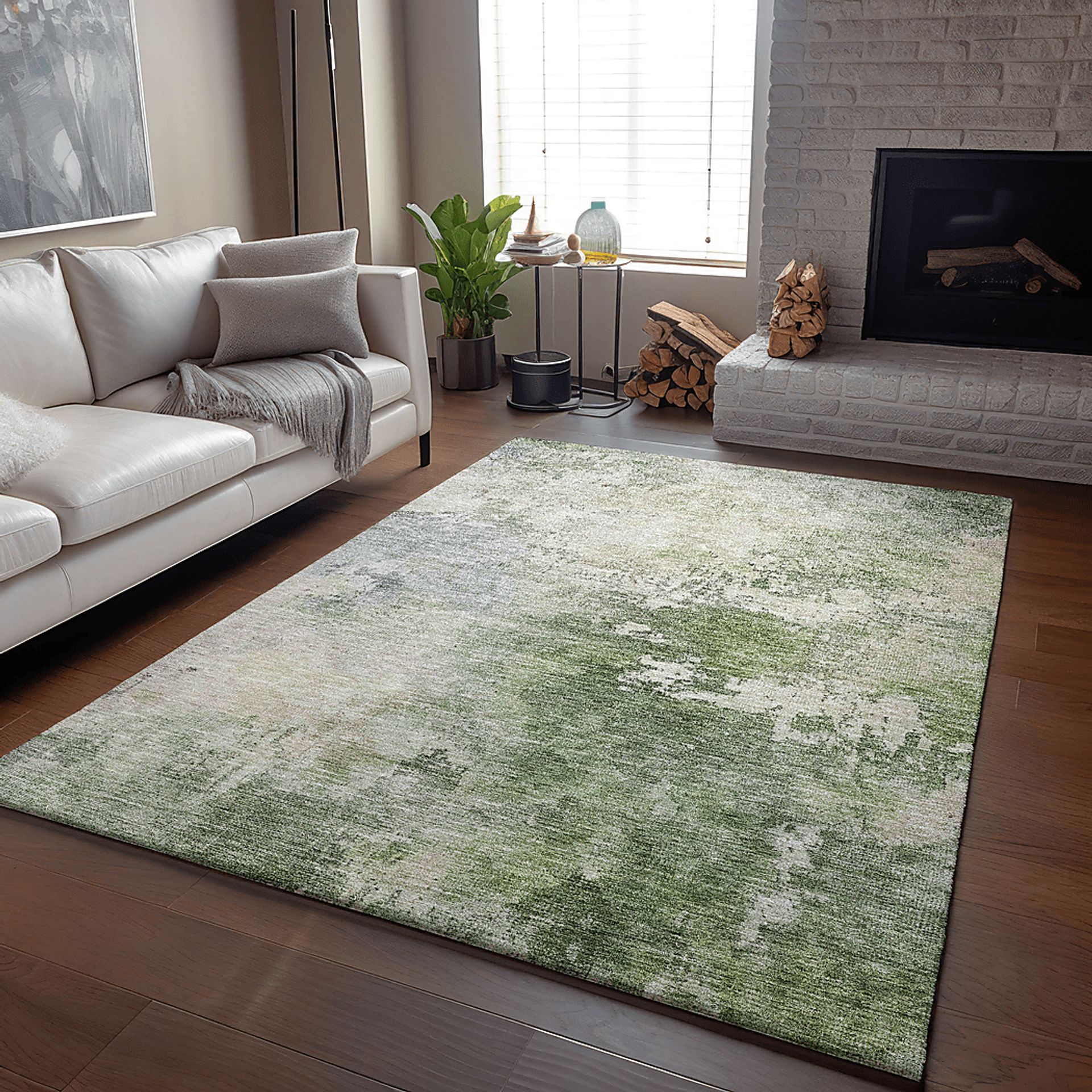 Jaisa Green 8' x 10' Machine Washable Rug - Image 2