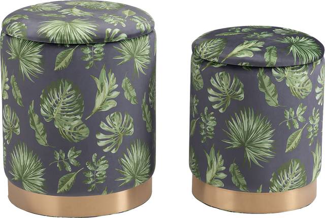 Jamen Green Ottoman, Set of 2 - Thumbnail - Image 2