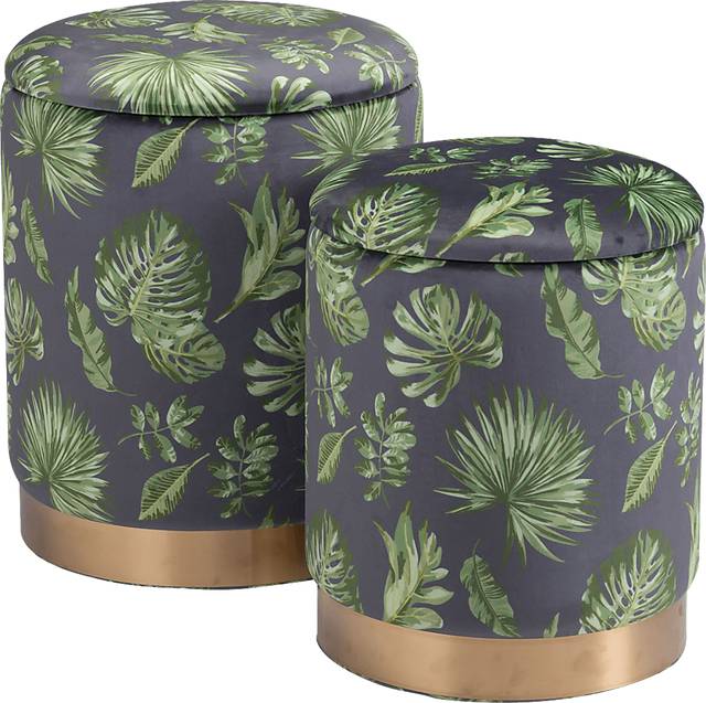 Jamen Green Ottoman, Set of 2 - Thumbnail - Image 1