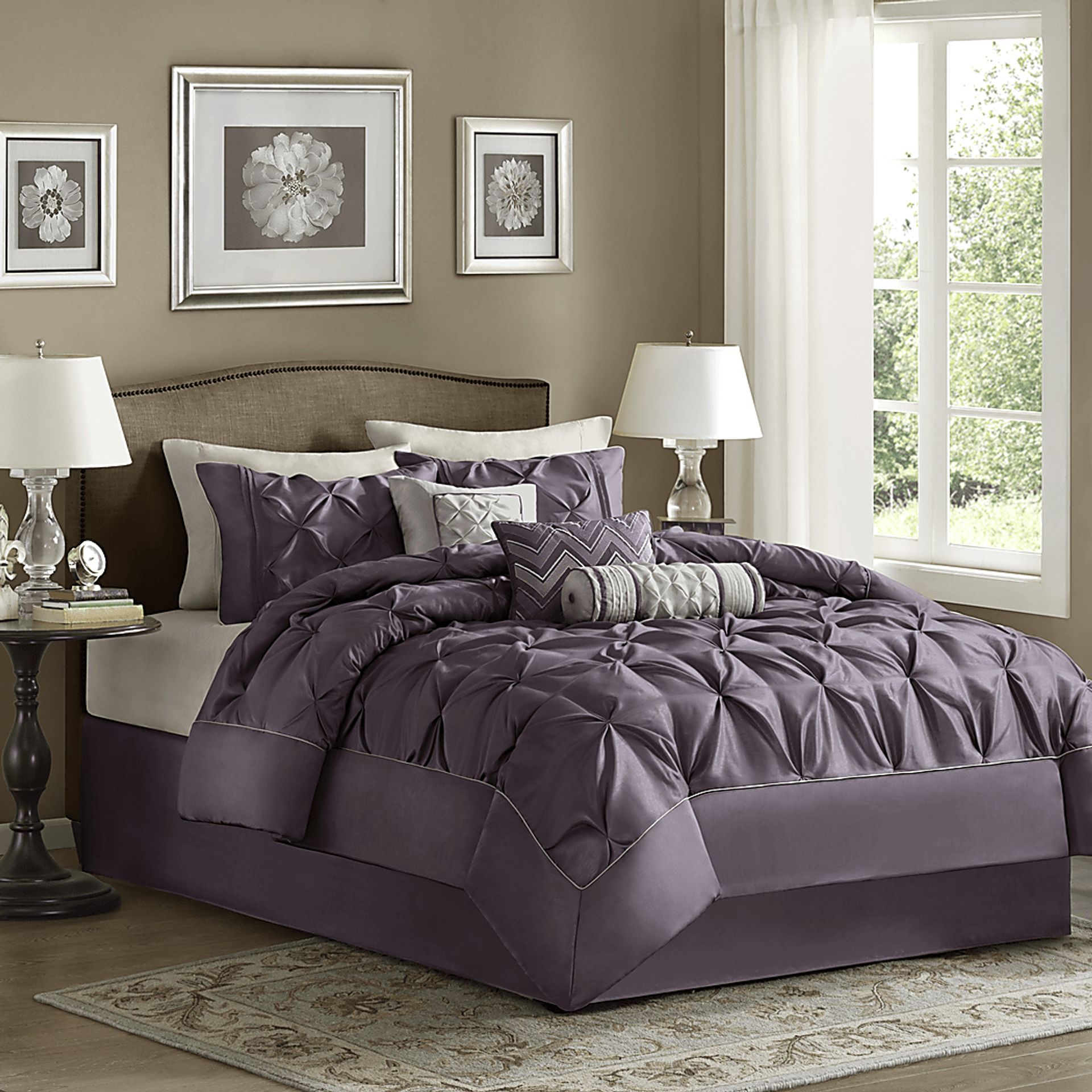Janelle Plum 7 Pc Queen Comforter Set - Image 1