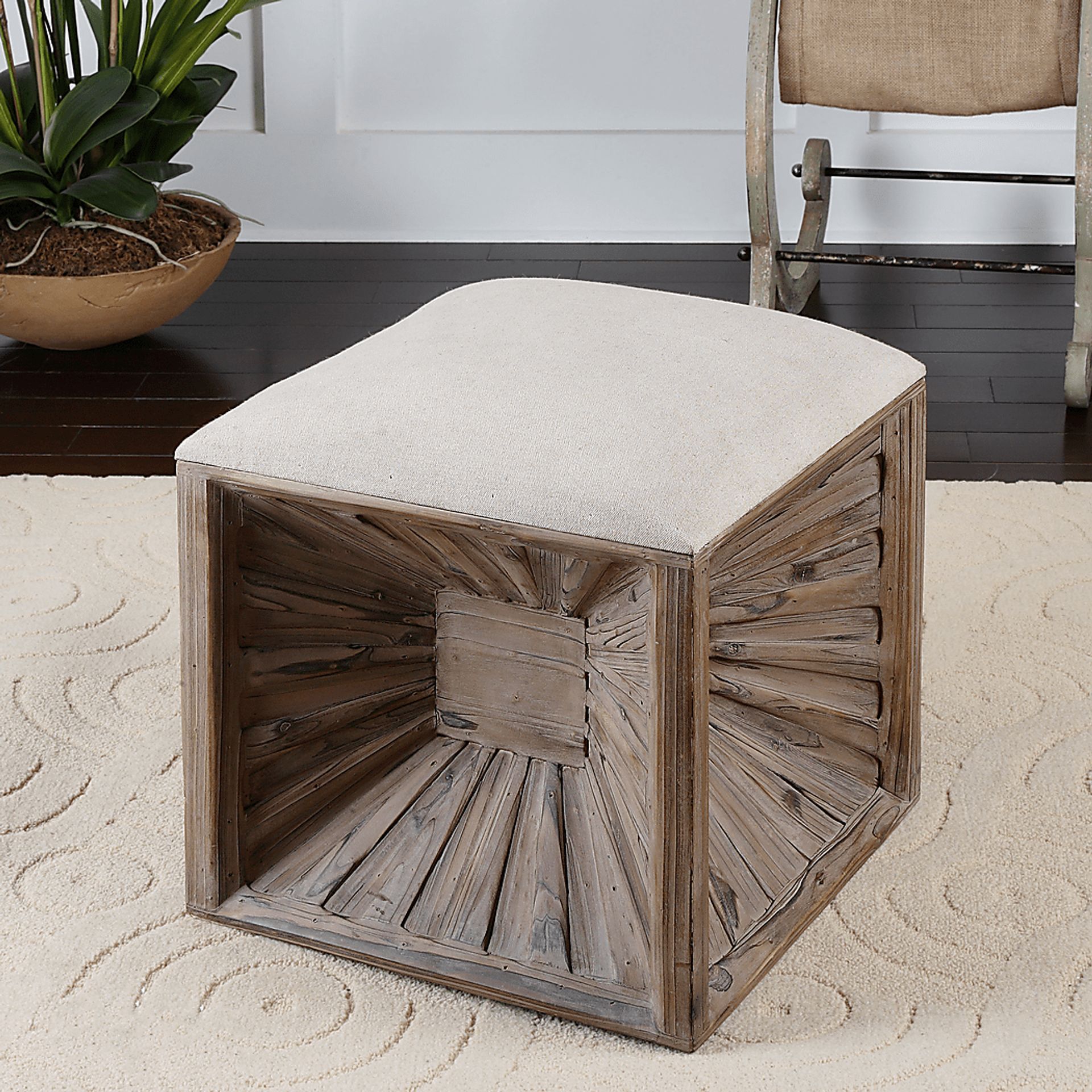 Janmer Linen Ottoman - Image 2