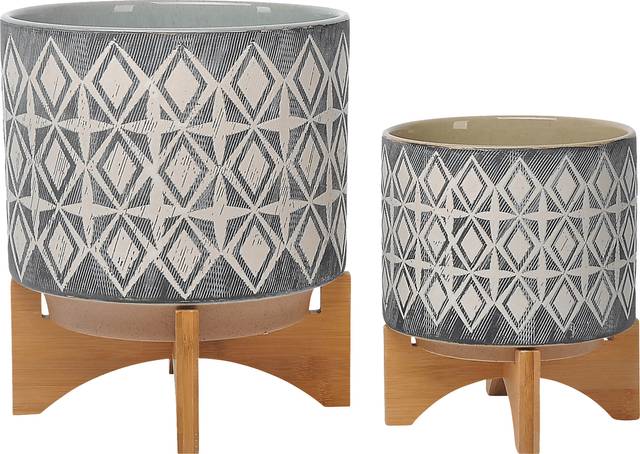 Jannebo Gray Planter, Set of 2 - Thumbnail - Image 1