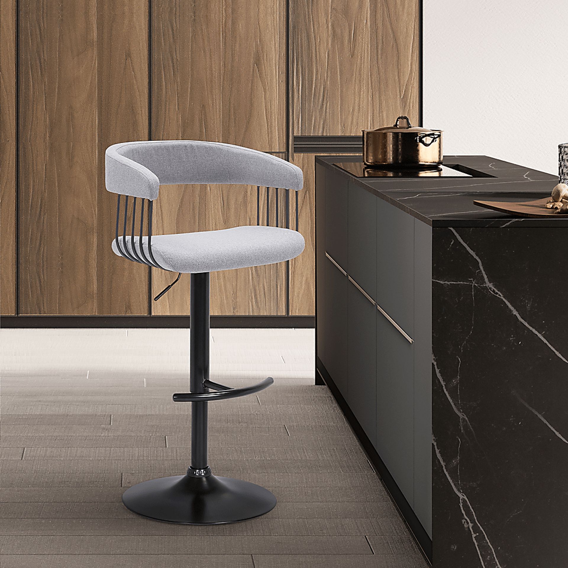 Jariya Light Gray Adjustable Barstool - Image 2