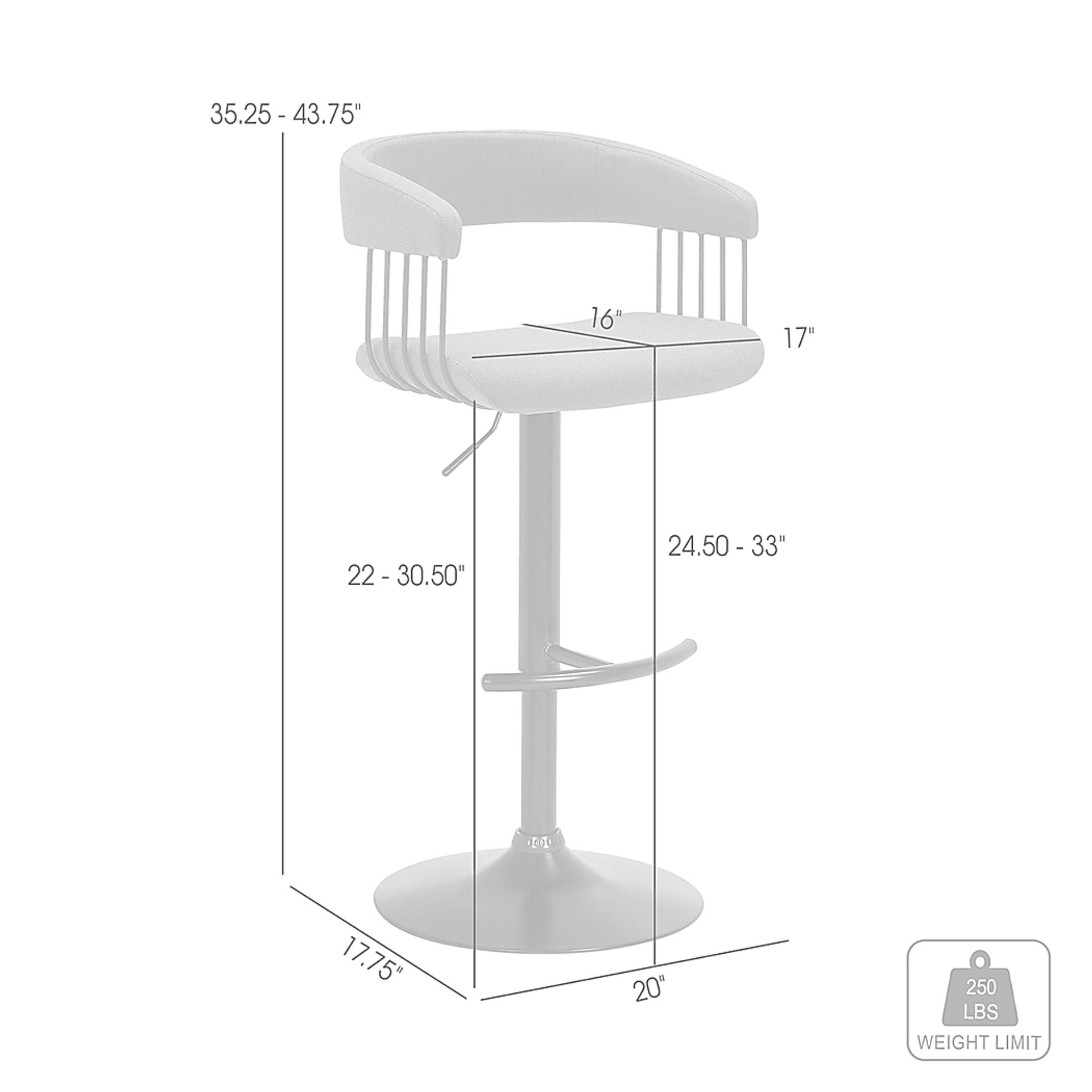 Jariya Light Gray Adjustable Barstool - Image 9