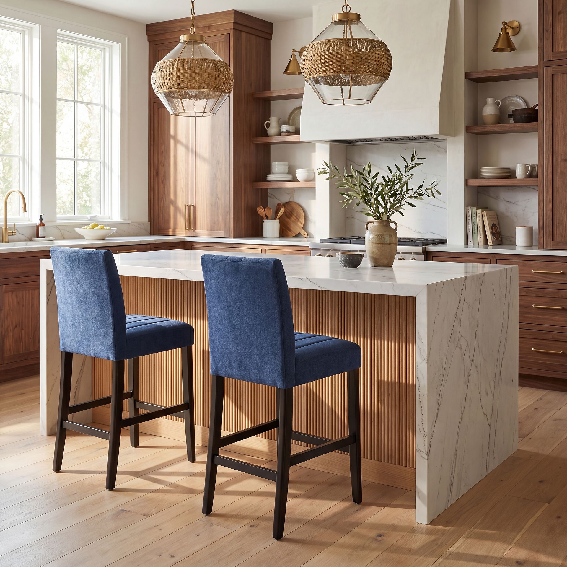 Jarvis White 3 Pc Counter Height Dining Room with Blue Side Chairs - Image 6