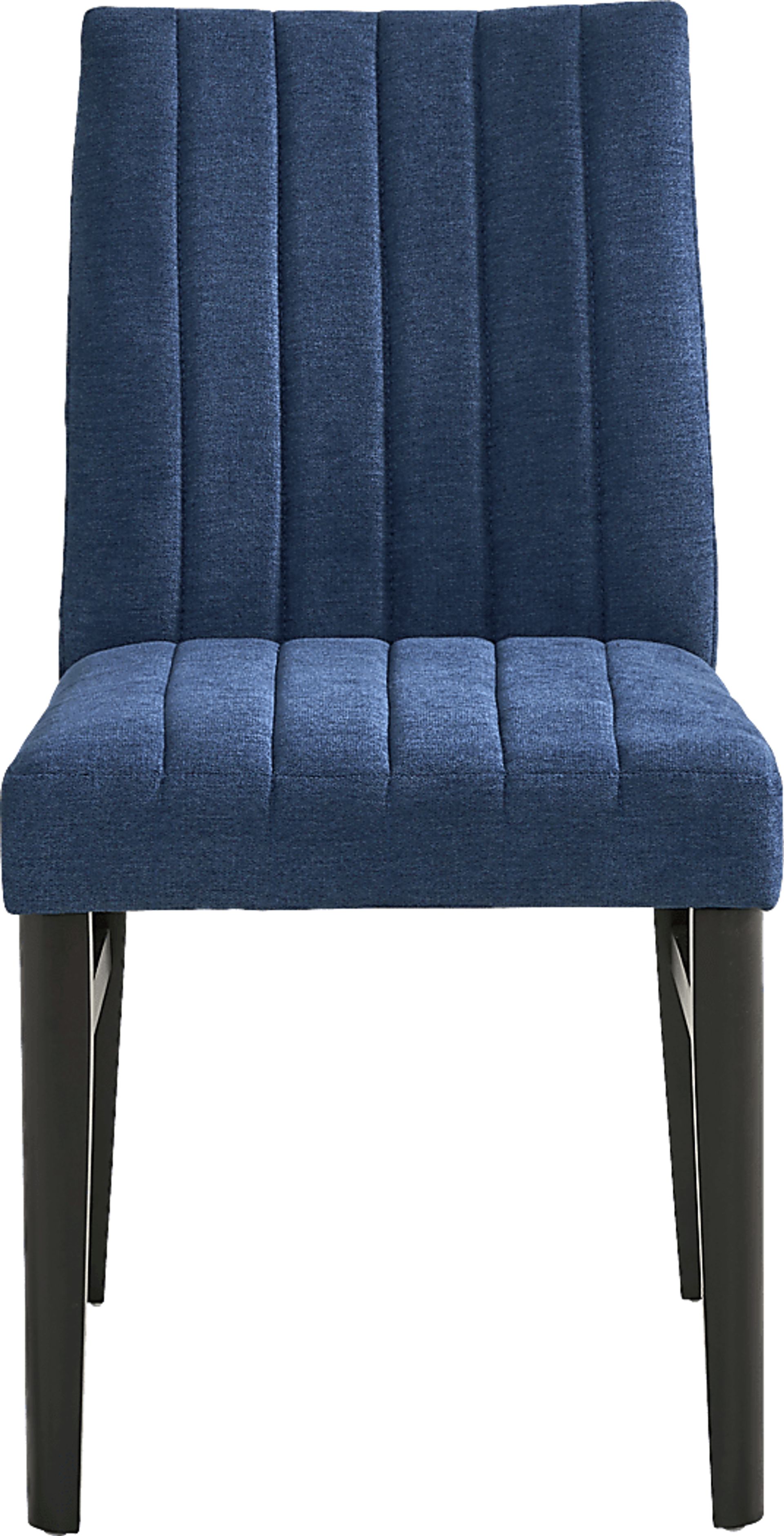 Jarvis White 5 Pc Round Dining Room with Blue Side Chairs - Image 4