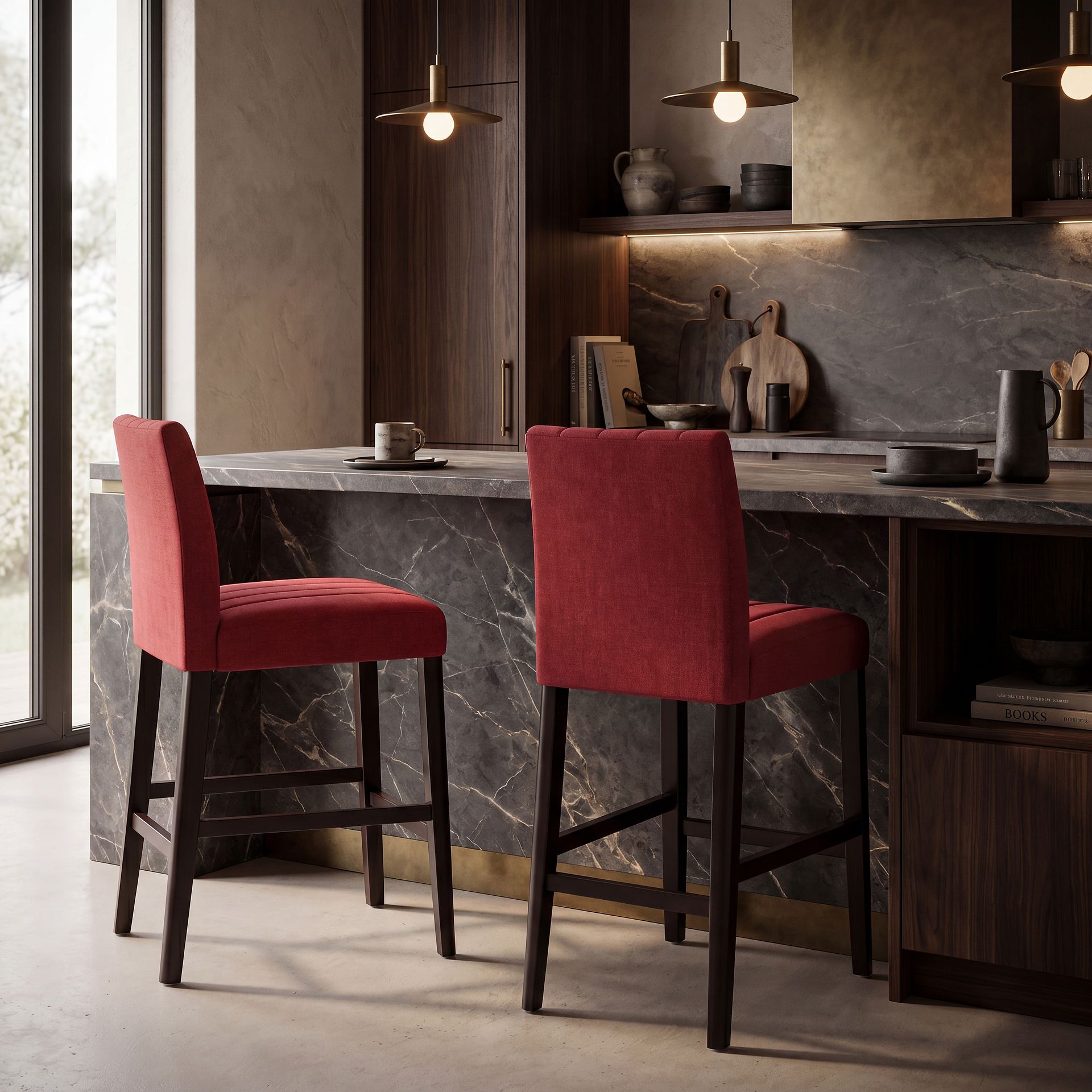 Jarvis White 3 Pc Counter Height Dining Room with Red Side Chairs - Image 6