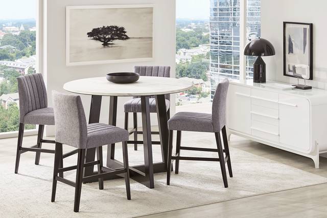 Jarvis White 5 Pc Counter Height Dining Room with Gray Side Chairs - Thumbnail - Image 1