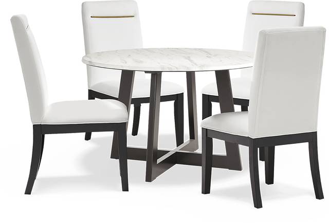 Jarvis White 5 Pc Round Dining Room with White Side Chairs - Thumbnail - Image 1