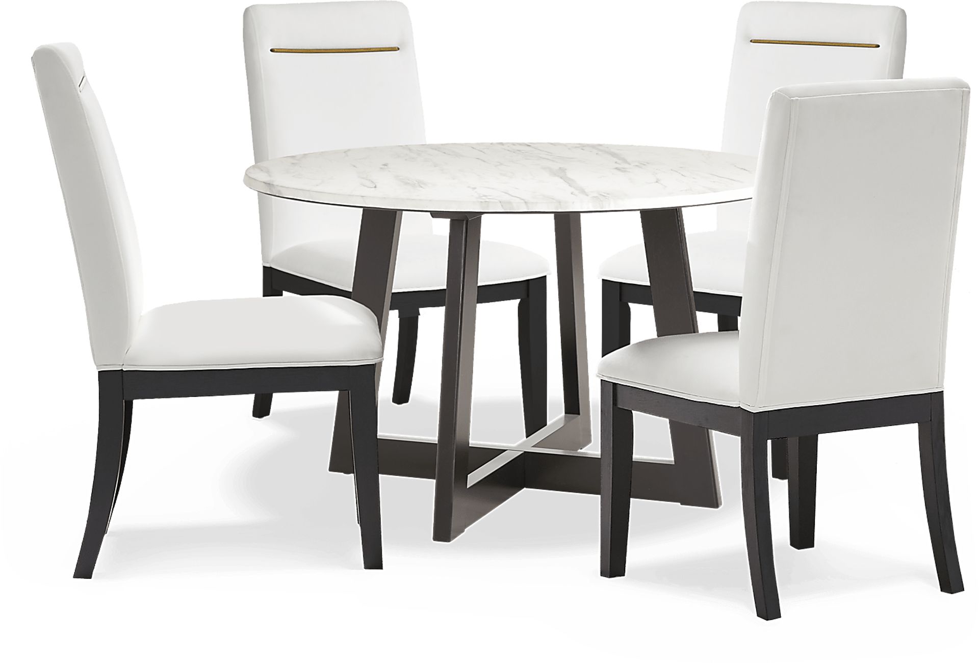 Jarvis White 5 Pc Round Dining Room with White Side Chairs - Image 1