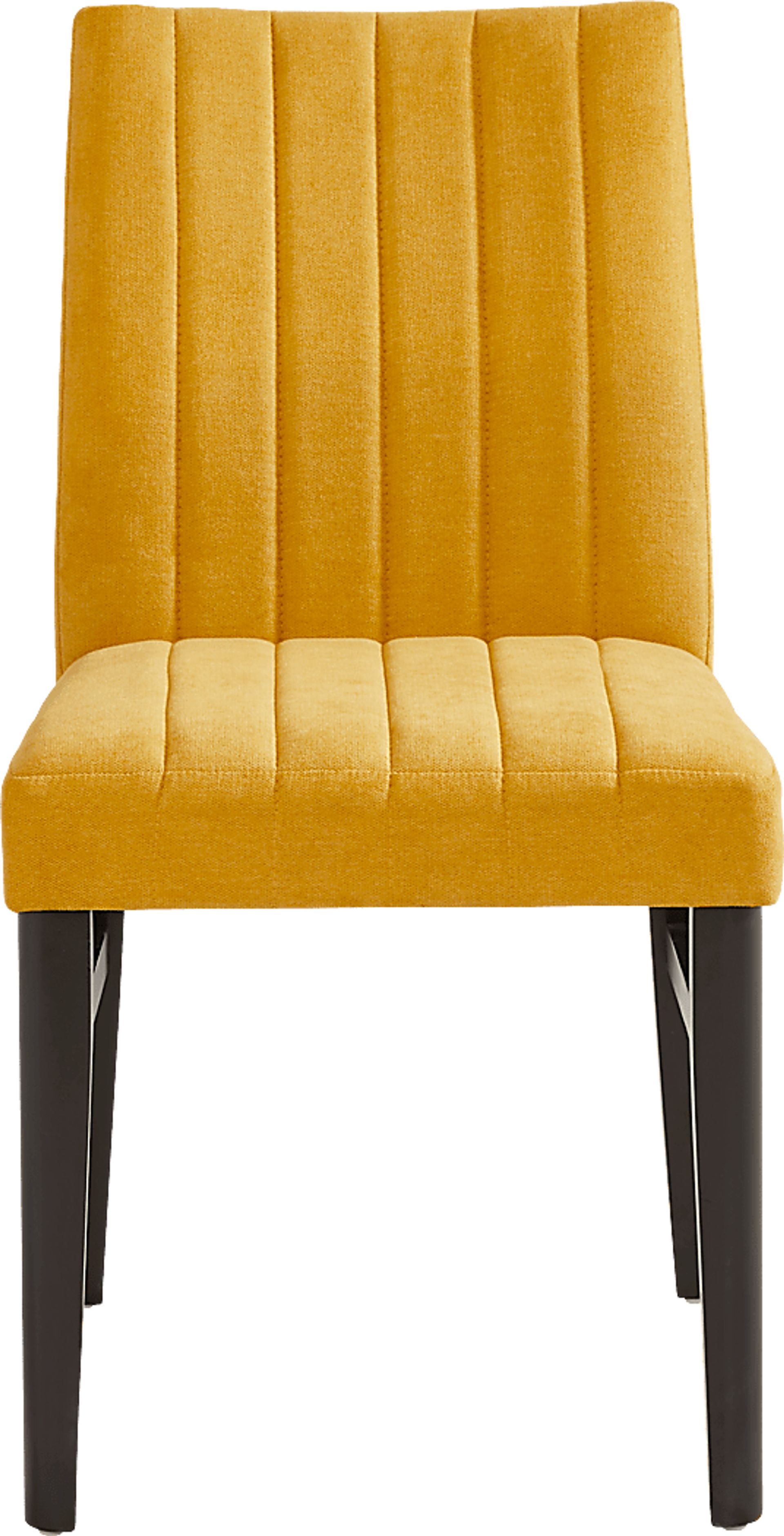 Jarvis White 5 Pc Round Dining Room with Yellow Side Chairs - Image 4