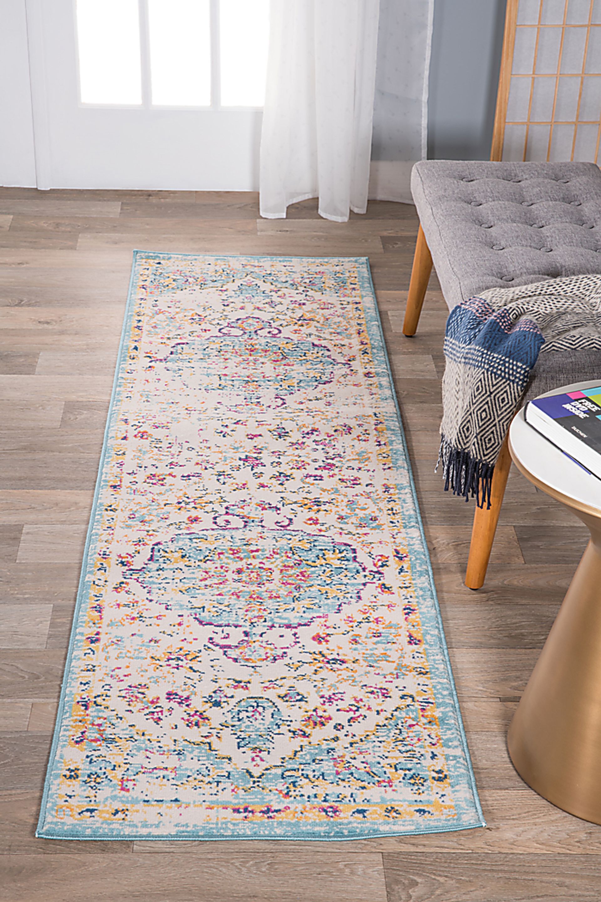 Jasbir Turquoise 2' x 7' Runner Rug - Image 4