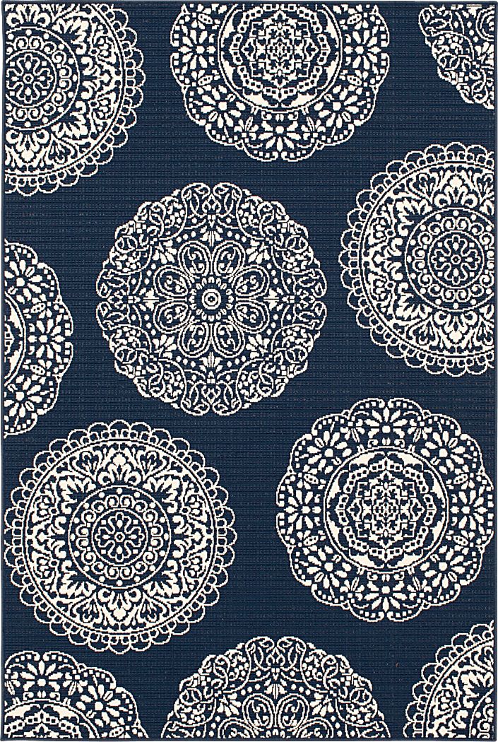 Jaunie Navy 6'6 x 9'6 Indoor/Outdoor Rug