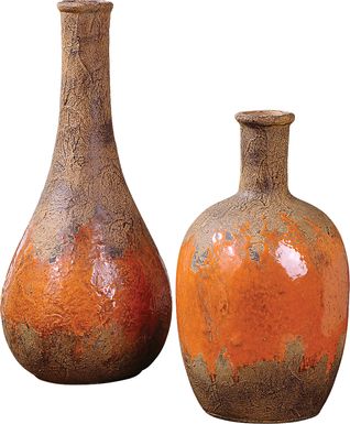 Jazelle Orange Vase, Set of 2