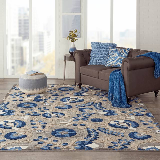 Jaziel Blue 5' x 8' Indoor/Outdoor Rug - Thumbnail - Image 7