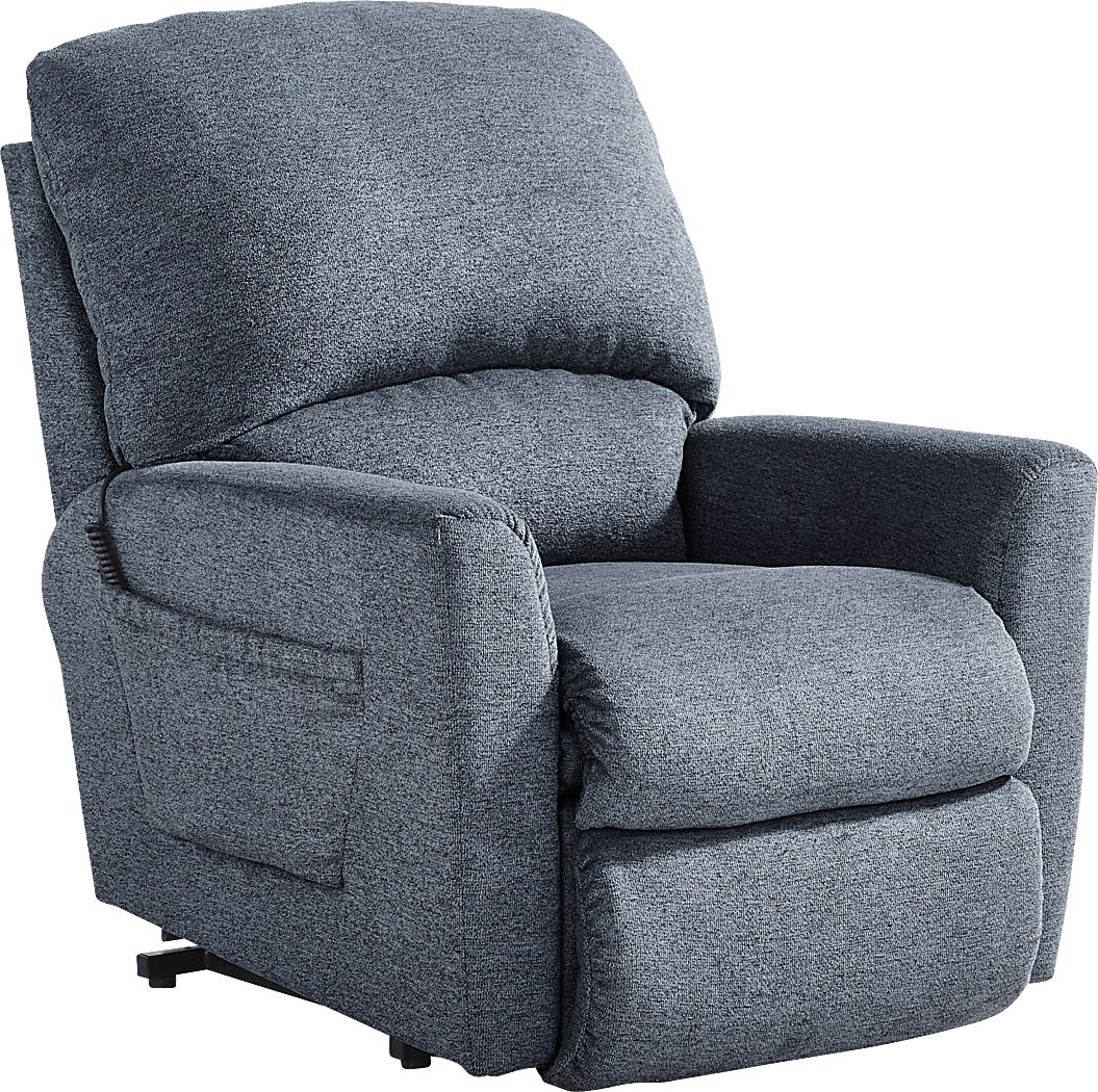 La-Z-Boy Jean Blue Chenille Fabric Dual Power Lift Recliner