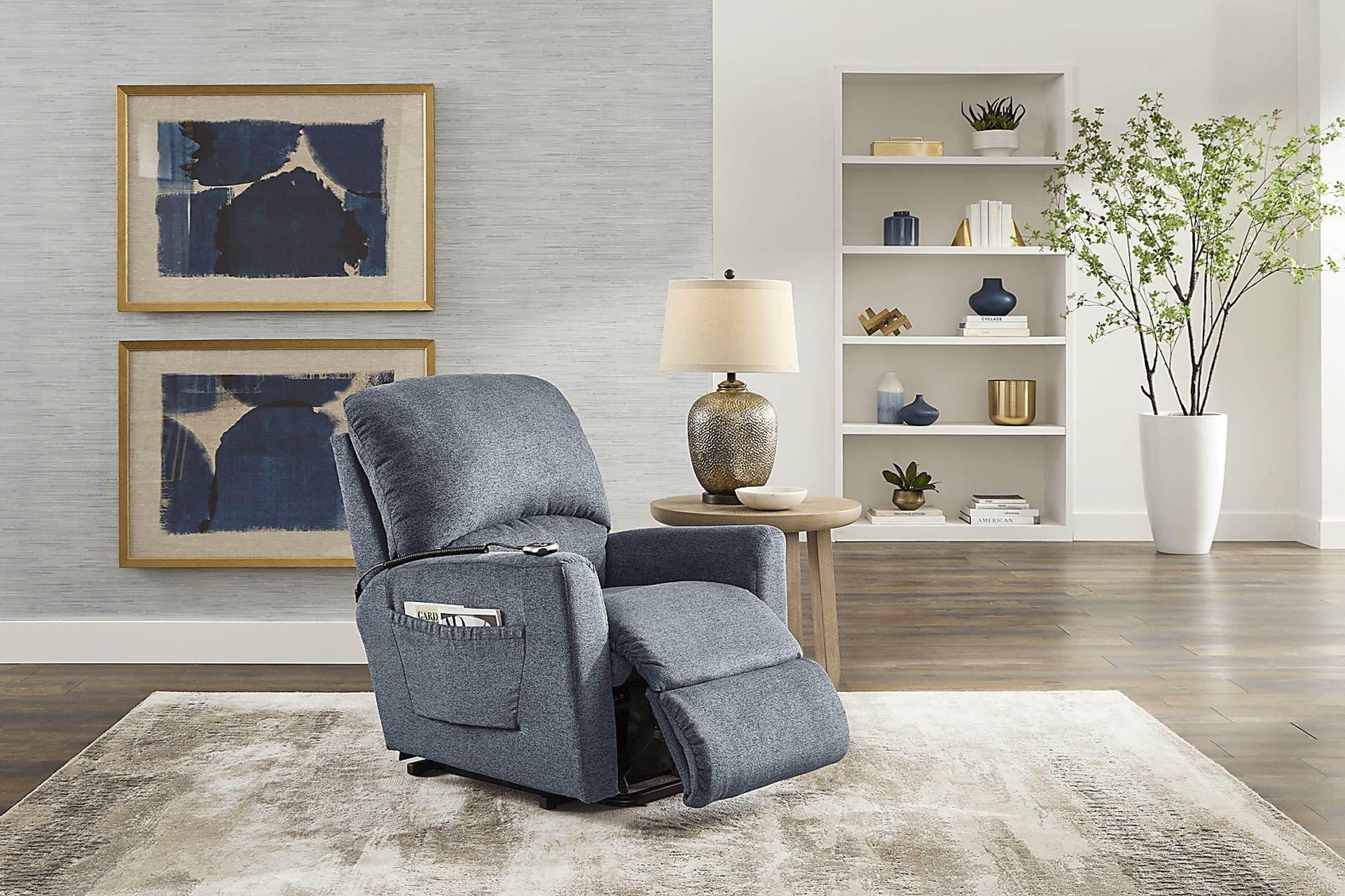 La-Z-Boy Jean Blue Dual Power Lift Recliner - Image 5