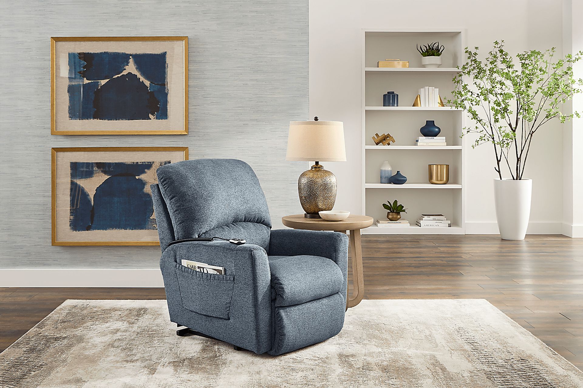 La-Z-Boy Jean Blue Dual Power Lift Recliner - Image 6