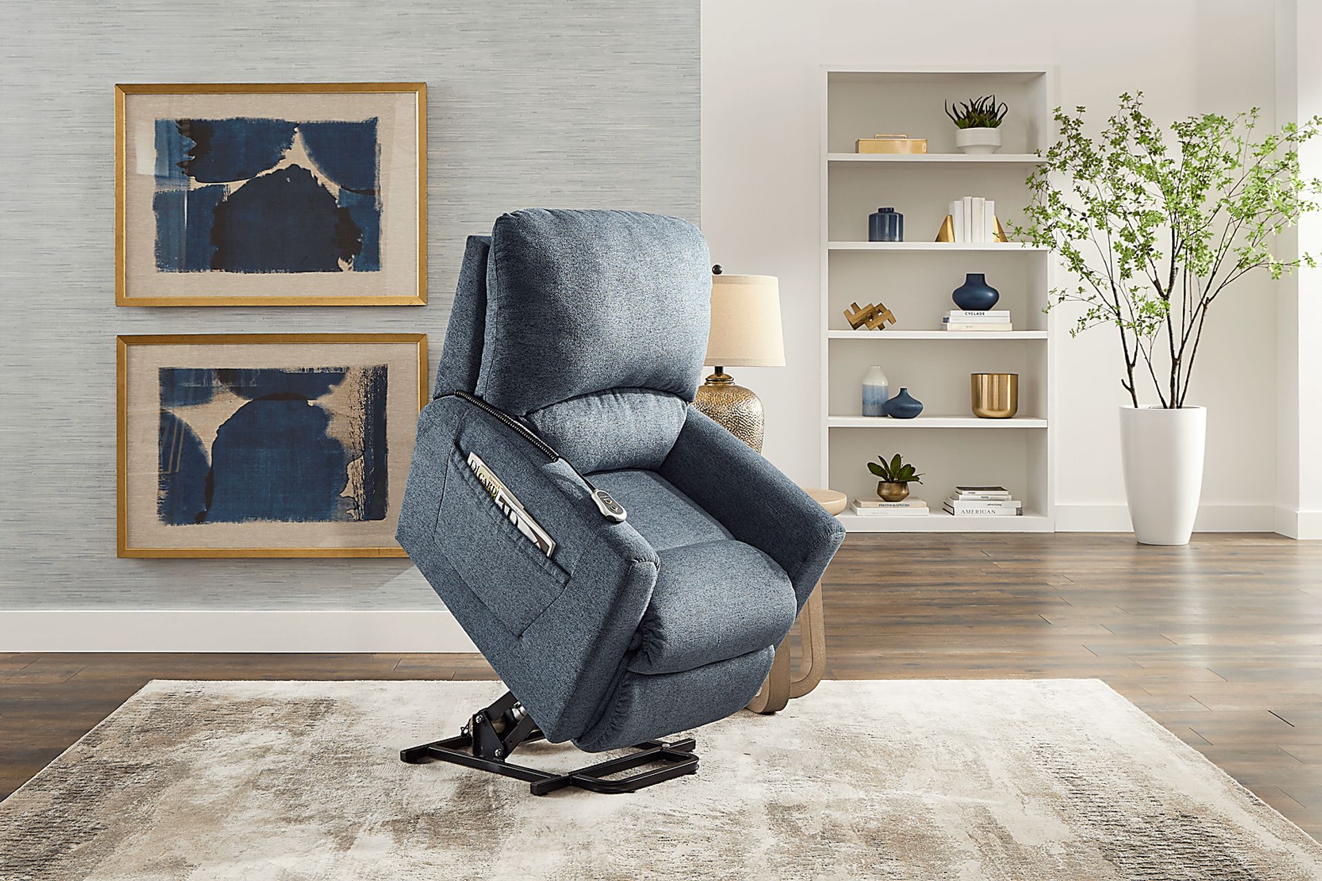 La-Z-Boy Jean Blue Dual Power Lift Recliner - Image 7