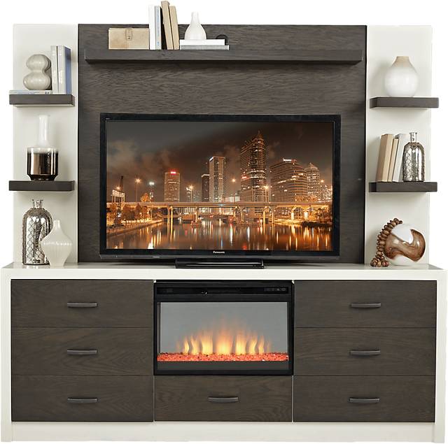Jeana II Off-White 3 Pc Wall Unit with Electric Fireplace - Thumbnail - Image 1