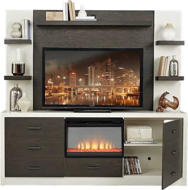 Jeana Off-White 2 Pc Wall Unit with Electric Fireplace - Thumbnail - Image 2