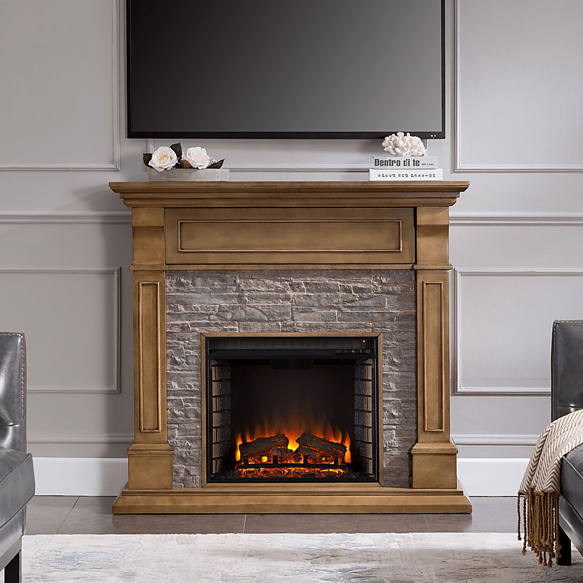 Jedwood Gray 48 in. Console with Electric Fireplace - Image 2
