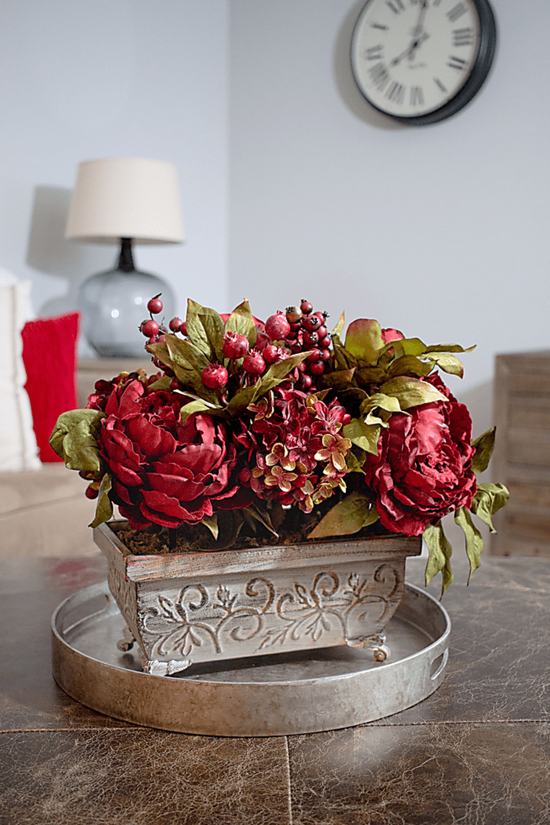 Jellisa Red Hydrangea and Peony Silk Floral - Image 2