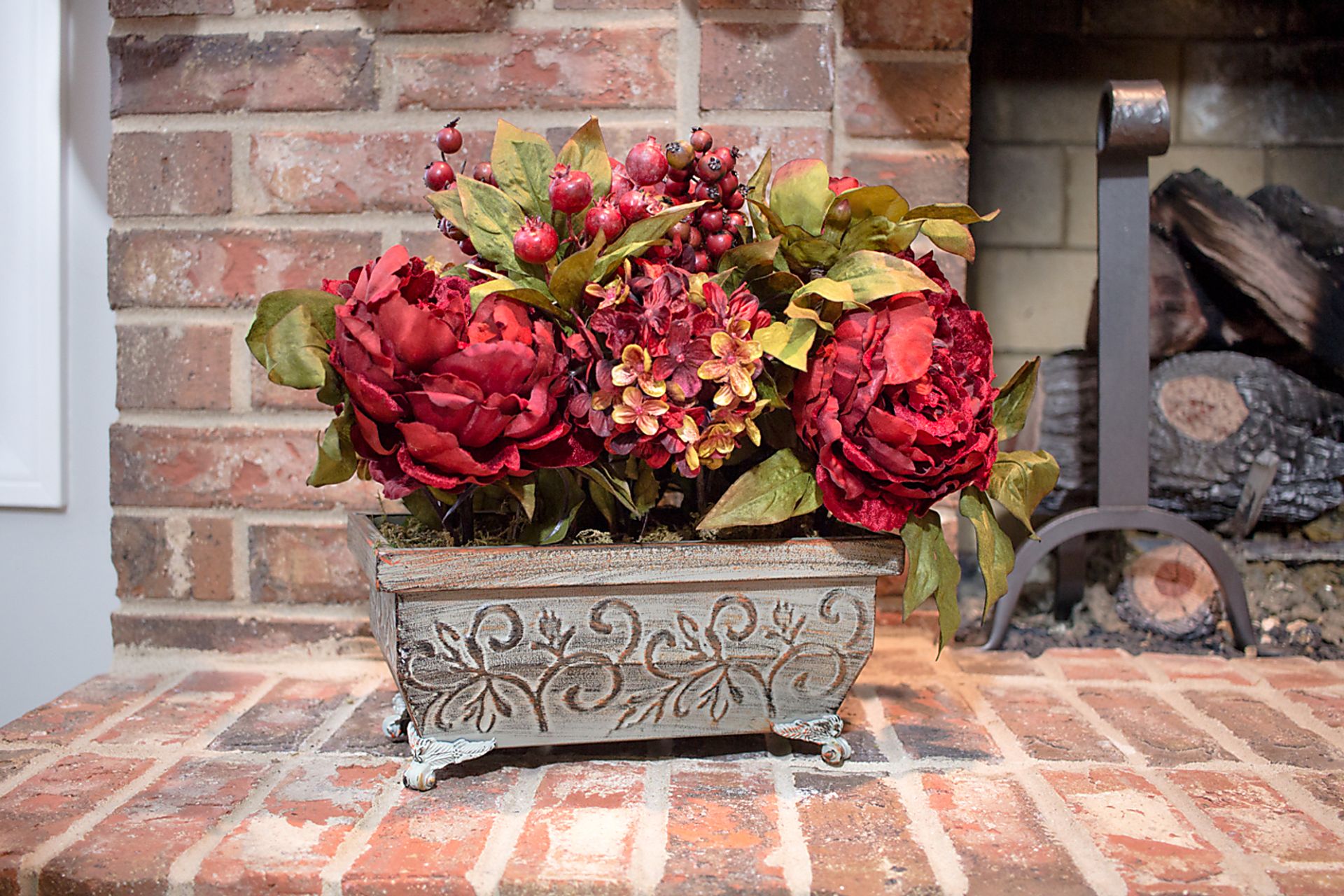 Jellisa Red Hydrangea and Peony Silk Floral - Image 4