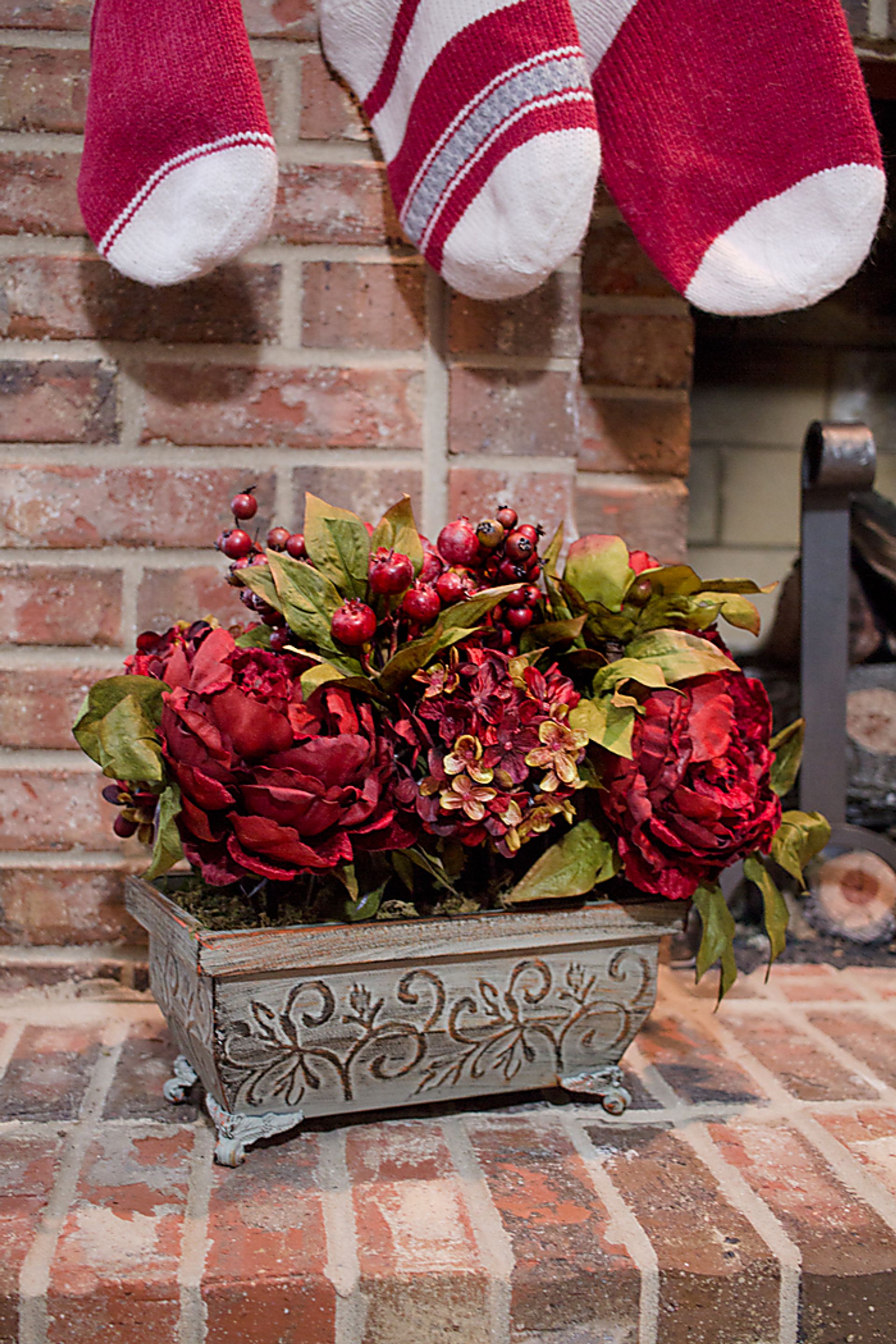 Jellisa Red Hydrangea and Peony Silk Floral - Image 5