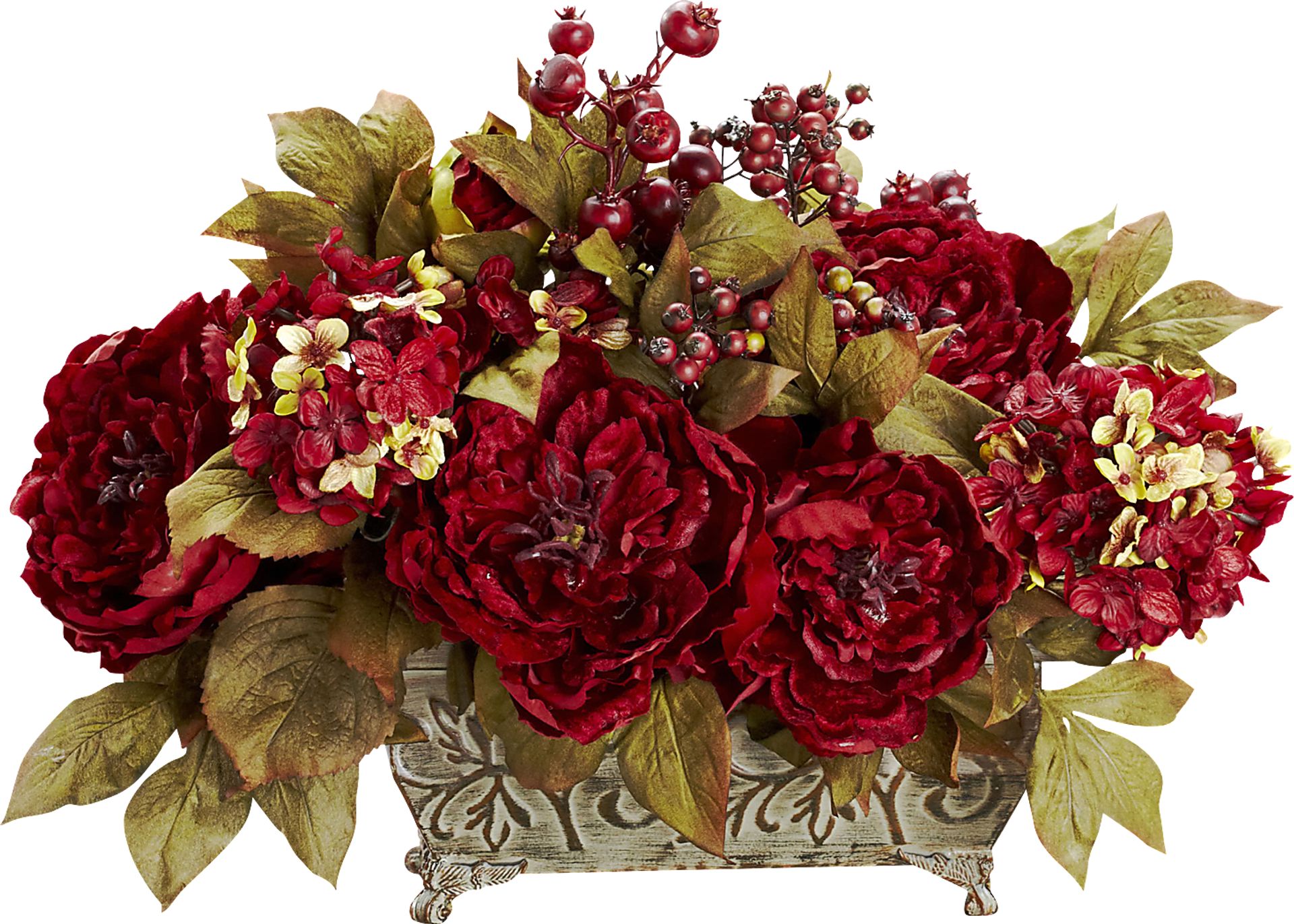 Jellisa Red Hydrangea and Peony Silk Floral - Image 1