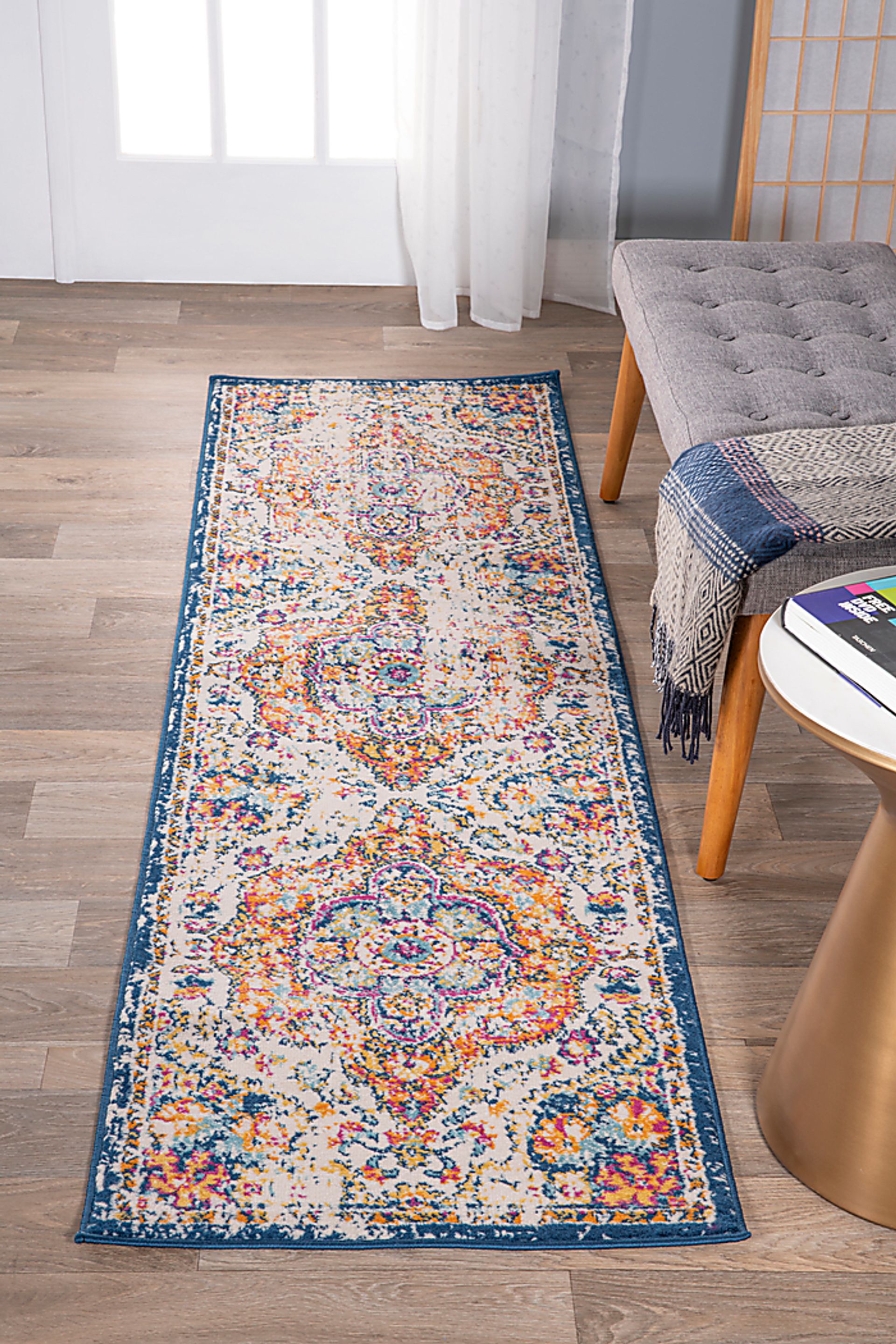 Jeman Blue 2' x 7' Runner Rug - Image 4