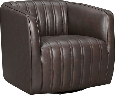 Jenaria Leather Swivel Accent Chair