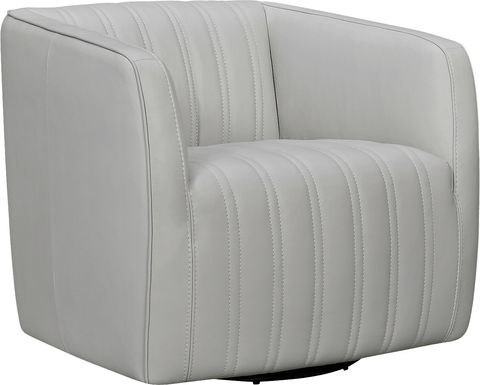 Jenaria Leather Swivel Accent Chair