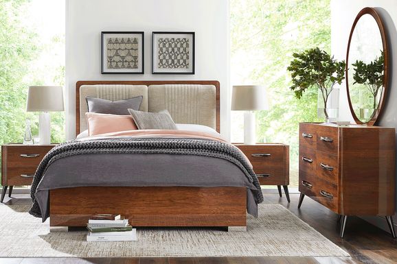 Jenner Walnut 5 Pc King Upholstered Bedroom